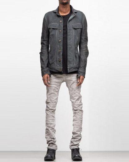Boris Bidjan Saberi ss19 men jacket TEJANA1 cotton F1913 horse leather FMM20002 dark grey hide m 2