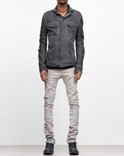 Boris Bidjan Saberi ss19 men jacket TEJANA1 cotton F1913 horse leather FMM20002 dark grey hide m 3