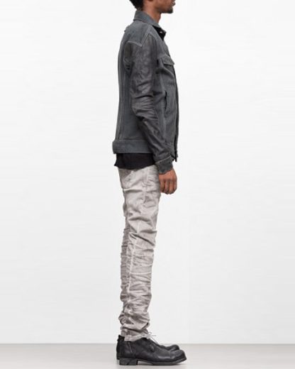 Boris Bidjan Saberi ss19 men jacket TEJANA1 cotton F1913 horse leather FMM20002 dark grey hide m 4