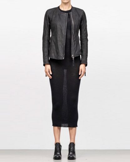 Boris Bidjan Saberi women zip leather jacket WJ2 washed calf F2510M black FW18 hide m 2