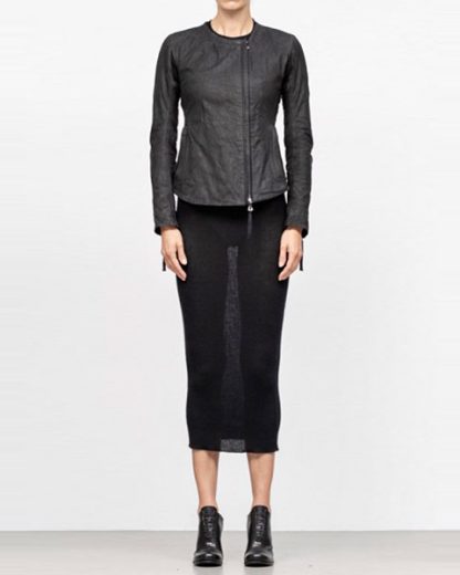 Boris Bidjan Saberi women zip leather jacket WJ2 washed calf F2510M black FW18 hide m 3
