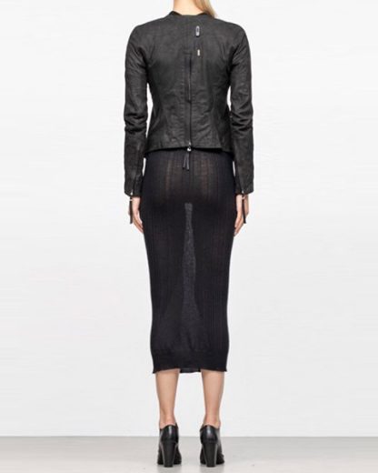 Boris Bidjan Saberi women zip leather jacket WJ2 washed calf F2510M black FW18 hide m 5