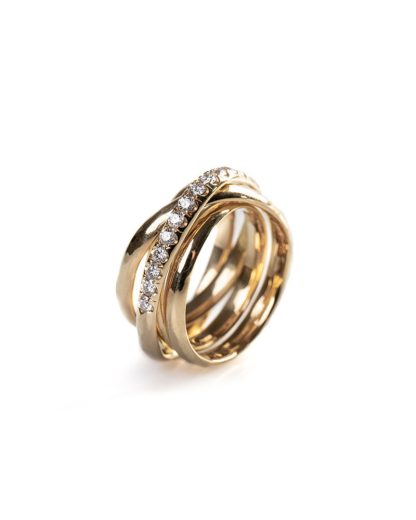 CHIN TEO cage ring mini 18k yellow gold white diamond hide m new 1