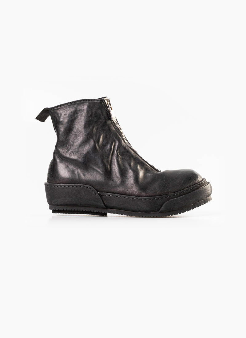 hide-m | GUIDI PLS Front Zip Sneaker rubber sole, black horse leather