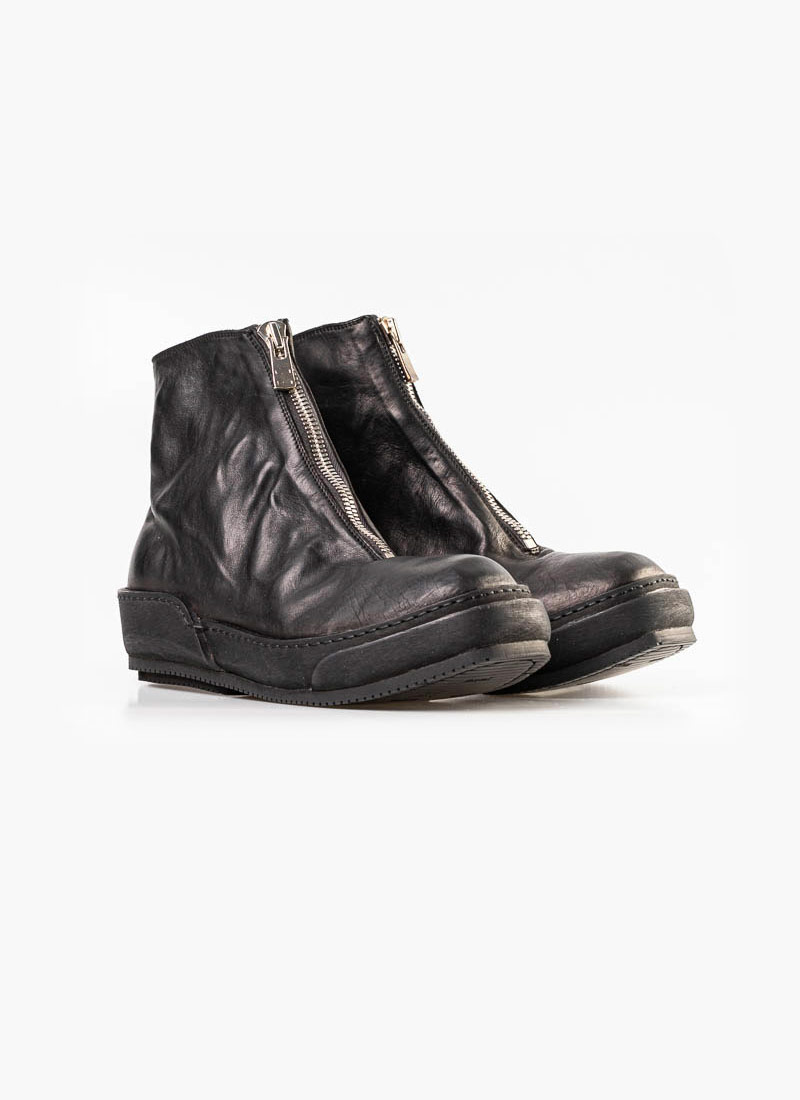 hide-m | GUIDI PLS Front Zip Sneaker rubber sole, black horse leather