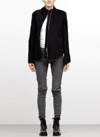 Leon Emanuel Blanck FW18 women distortion straight jacket angora wool cashmere black hide m 2
