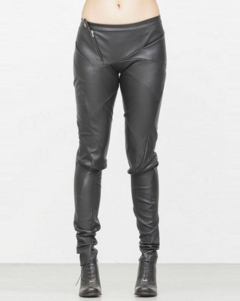 Leon Emanuel Blanck fw1718 women distortion fitted pants soft stretch lamb black hide m 2 Leon Emanuel Blanck fw1718 women distortion fitted pants soft stretch lamb black hide m 2