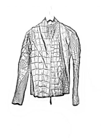 Leon Emanuel Blanck men distortion aviator leather jacket lined wild alligator leather black hide m 1