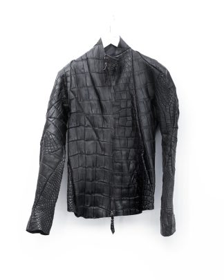 Leon Emanuel Blanck men distortion aviator leather jacket lined wild alligator leather black hide m 2