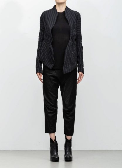 Leon Emanuel Blanck women DIS W SBJ 01 distortion short blazer jacket stripe stretch linen cotton black hide m 3
