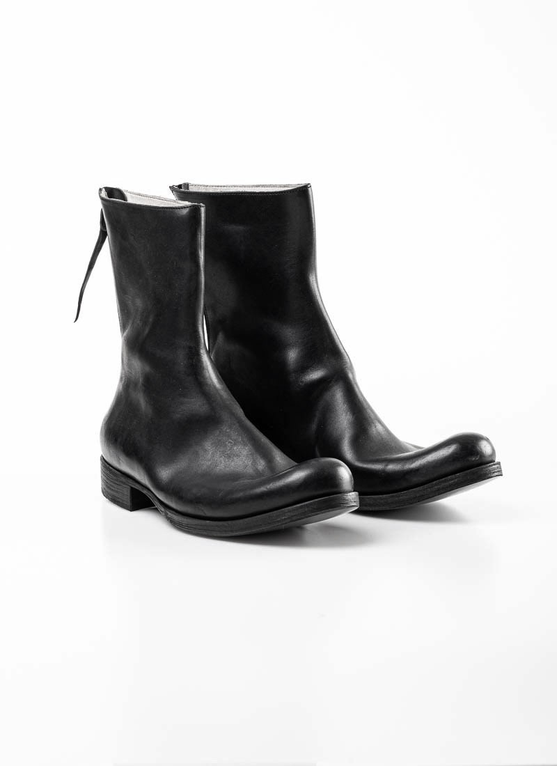 hide-m | m.a+ Maurizio Amadei Back Zip Boot S1N3Z, black horse leather