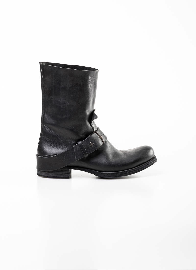 black boots silver buckles