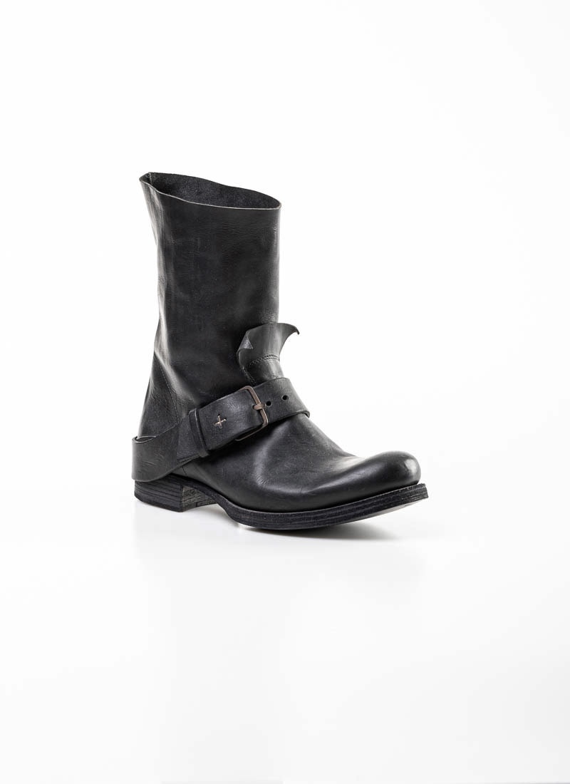 black boots silver buckles