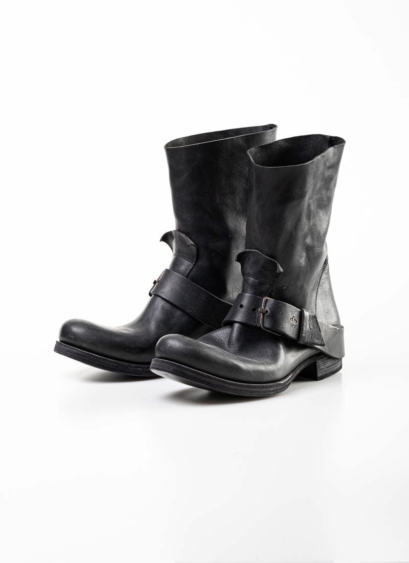 black boots silver buckles