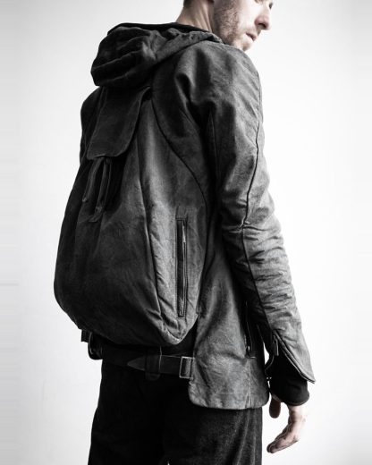 LAYER 0 Alessio Zero men E caban jacket with backpack herren jacke canvas cotton grey hide m 9