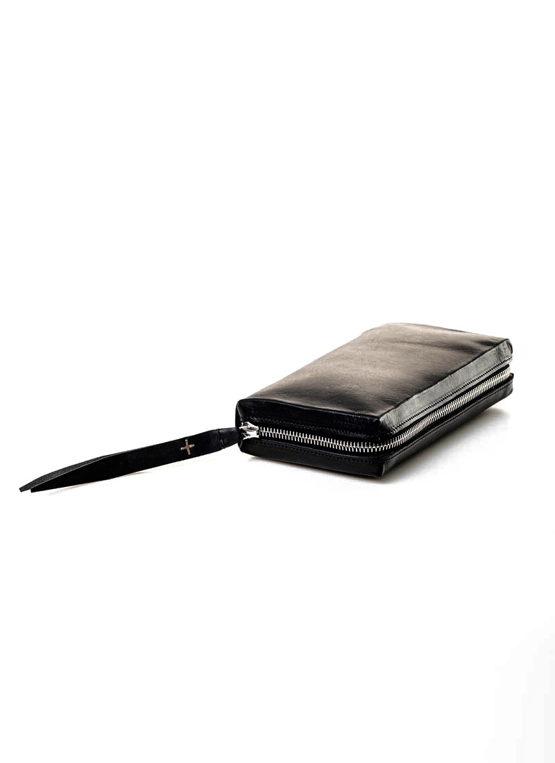 cow black wallet hide-m extra vachetta zipped leather | large M.A+