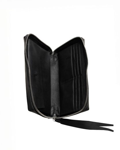 MA+ Maurizio Amadei W11LZ zipped extra large wallet geldboerse geldbeutet purse vachetta cow leather black hide m 4