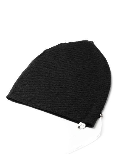 LABEL UNDER CONSTRUCTION Cocoon Beanie Hat Mutze reversible men women unisex cashmere black hide m 2