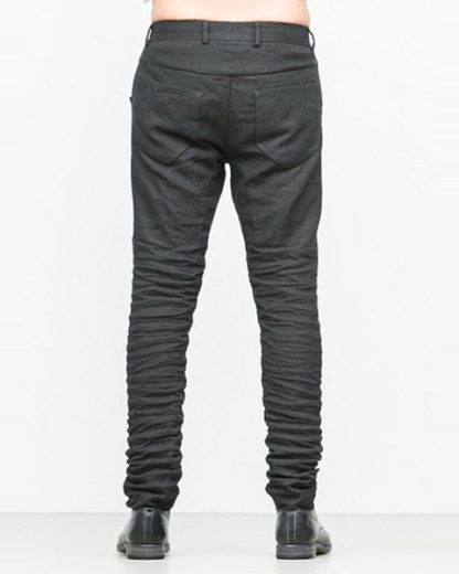 LAYER 0 men 5pocket pants 20 14 dark grey black linen plus hide m 4