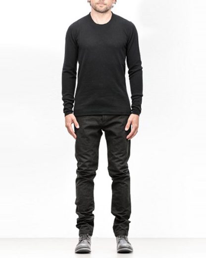 Label Under Construction FW18 men primary circle neck sweater cashmere black hide m 2