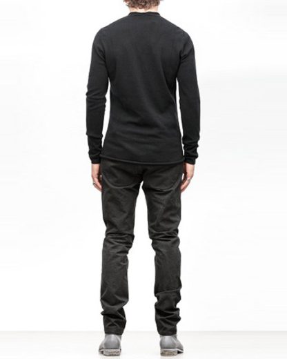 Label Under Construction FW18 men primary circle neck sweater cashmere black hide m 4