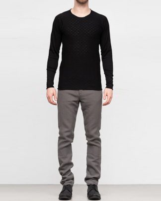 Label Under Construction SS19 men DIGITAL KNIT 2 SWEATER cotton linen silk black hide m 2