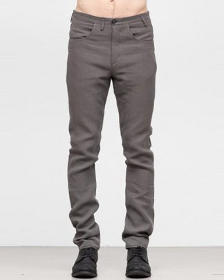 Label Under Construction SS19 men curved inseam jeans pants ramie grey hide m 2