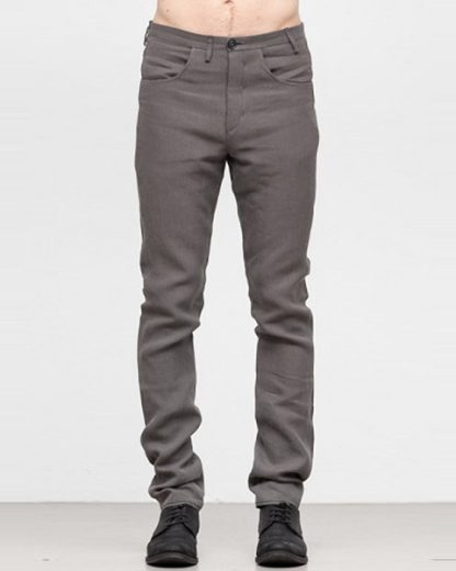Label Under Construction SS19 men curved inseam jeans pants ramie grey hide m 2