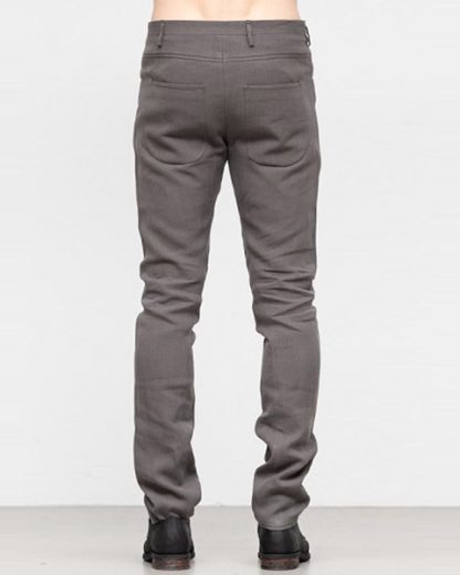 Label Under Construction SS19 men curved inseam jeans pants ramie grey hide m 4