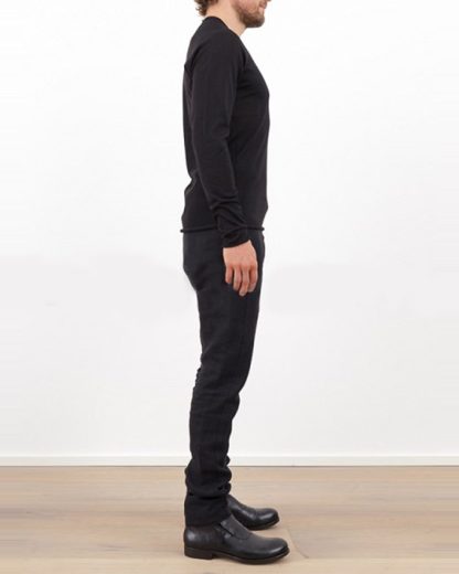 Label Under Construction SWEATER PUNCHED RAGLAN SWEATER CASHMERE SILK BLACK hide m 3