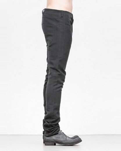 Label Under Construction men pants side selvedge jeans SS18 black linen hide m 3