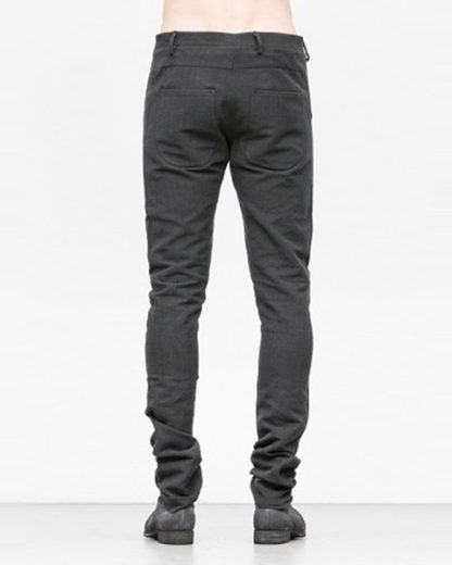 Label Under Construction men pants side selvedge jeans SS18 black linen hide m 4