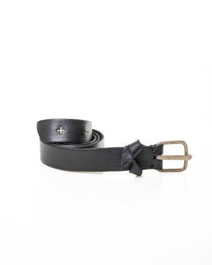 M.A MAURIZIO AMADEI men women D buckle cross cuts wide belt damen herren guertel ED2E GR 3.0 cow leather 925 sterling silver black hide m 2