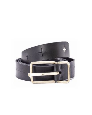 M.A MAURIZIO AMADEI men women G buckle cross cuts belt damen herren guertel EG2D GR 3.0 cow leather 925 sterling silver color black hide m 2
