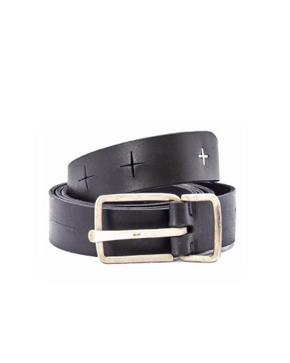 M.A MAURIZIO AMADEI men women G buckle cross cuts belt damen herren guertel EG2D GR 3.0 cow leather 925 sterling silver color black hide m 2