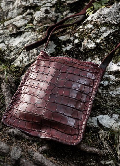 GUIDI Cross Body Bag Shoulder Tasche W4 crocodile full grain leather dark red burgundy CV23T hide m 3