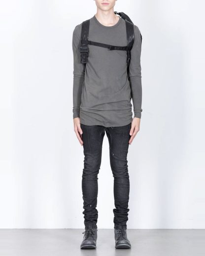 LEON EMANUEL BLANCK Distortion Stump Leg Backpack Bag Tasche Rucksack DIS SLBP 01 horse full grain leather black hide m 6