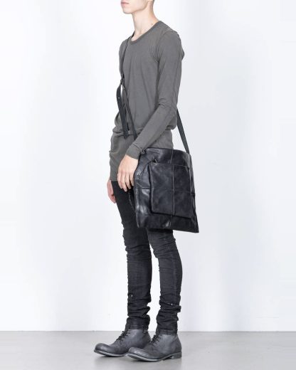 M.A Maurizio Amadei Patchwork Double Messenger Bag Tasche BQ22 CU 1.0 horse leather black hide m 4