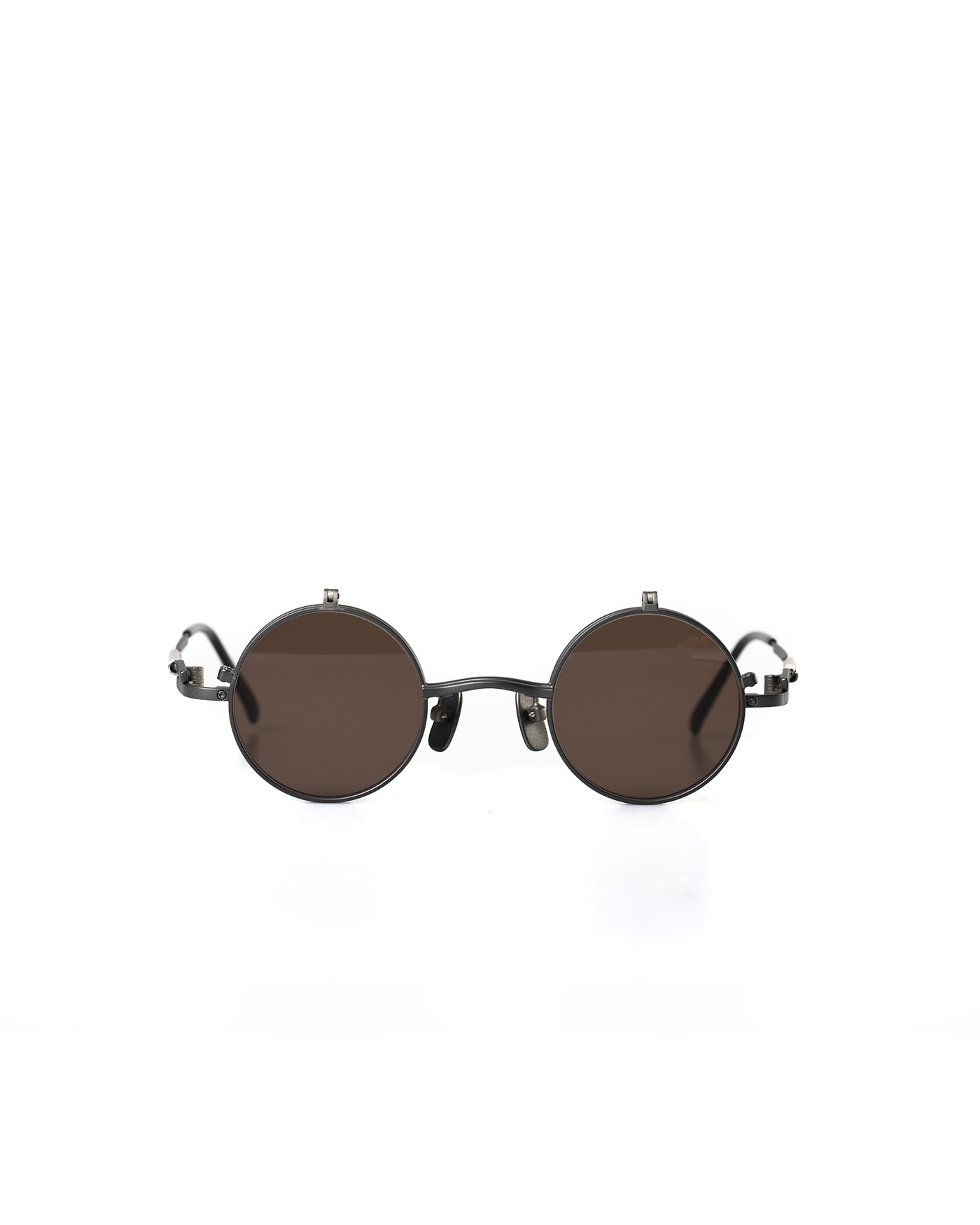 TAICHI MURAKAMI O Megane Flip glasses eyewear brille titan frame grey with brown lens hide m 2 TAICHI MURAKAMI O Megane Flip glasses eyewear brille titan frame grey with brown lens hide m 2