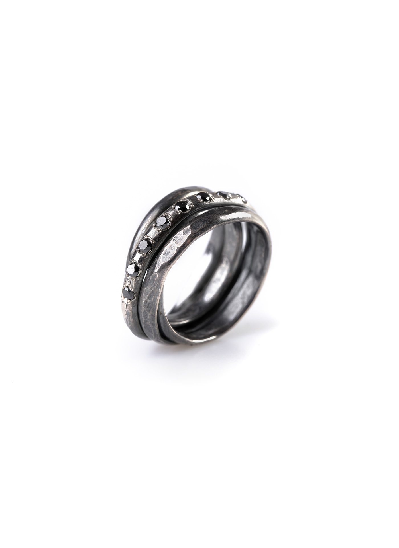 kussen Registratie De eigenaar hide-m | CHIN TEO Cage Ring Mini 925sterling silver + black diamond