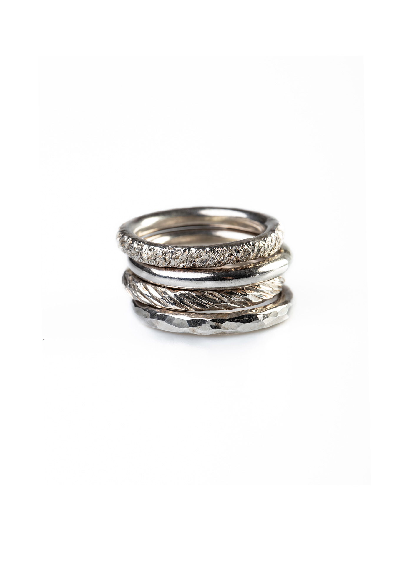 hide-m | CHIN TEO Transmission 4 Rings Set, polished 925sterling silver