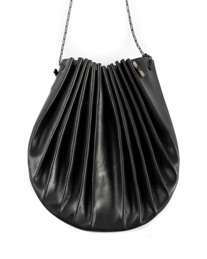 M.A Maurizio Amadei B703S women shell bag damen frauen tasche silver chain vachetta cow leather black hide m 3