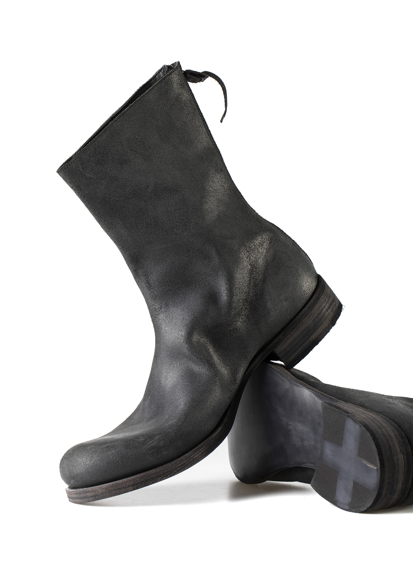 back zip leather boots