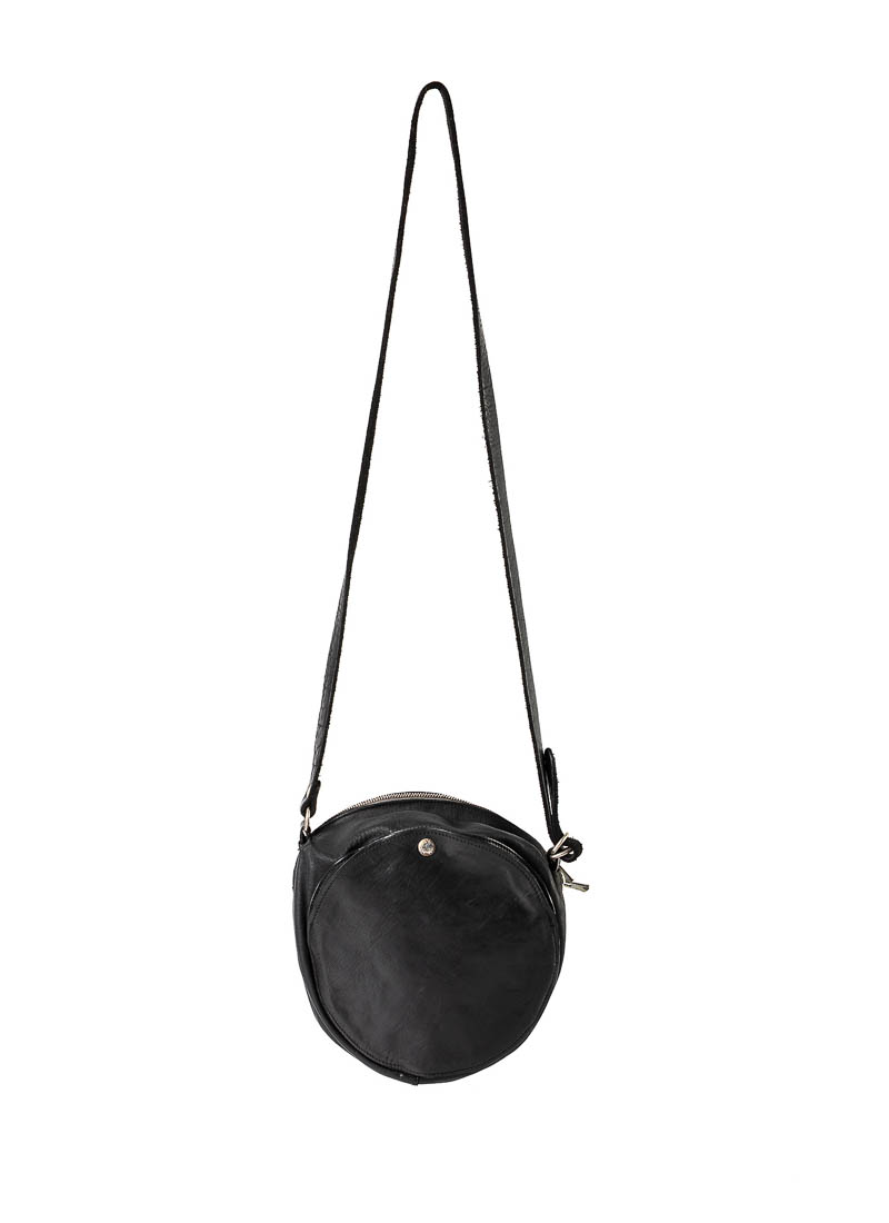 hide-m | GUIDI CRB00 Round Zip Shoulder Bag, black horse leather