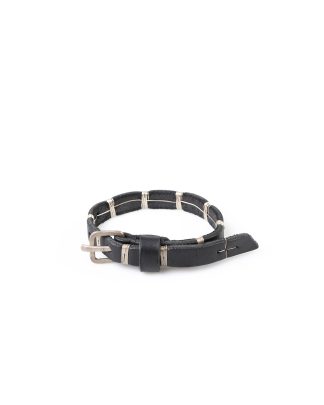 M.A macross Maurizio Amadei A F7B1 Silver String Wrapped Ultra Skinny Wristband silver cow leather black hide m 2