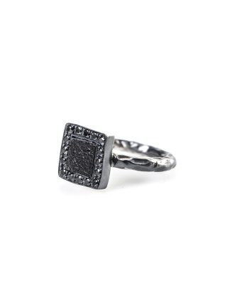 GUIDI women G AN02DN Ring black diamonds black leather 925 sterling silver hide m 1