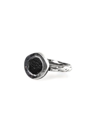 GUIDI women G AN03 Ring black leather 925 sterling silver hide m 1