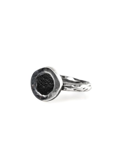 GUIDI women G AN03 Ring black leather 925 sterling silver hide m 1