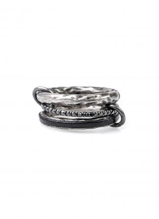 GUIDI women G AN10DN 3 Ring Set black diamonds black leather 925 sterling silver hide m 1