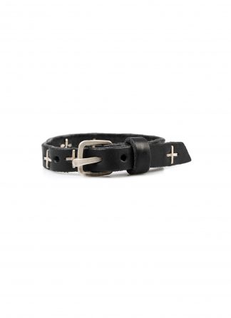 M.A macross Maurizio Amadei A F3B1 small silver cross ultra skinny Wristband bracelet cow leather black hide m 2